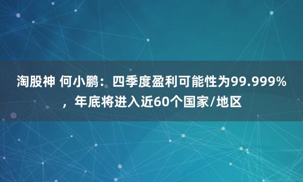 淘股神 何小鹏：四季度盈利可能性为99.999%，年底将进入近60个国家/地区